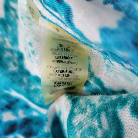 Calvin Klein Linen Snakeskin Print Roll Tab Blouse - Picture 10 of 14